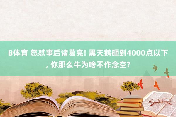 B体育 怒怼事后诸葛亮! 黑天鹅砸到4000点以下， 你那么牛为啥不作念空?