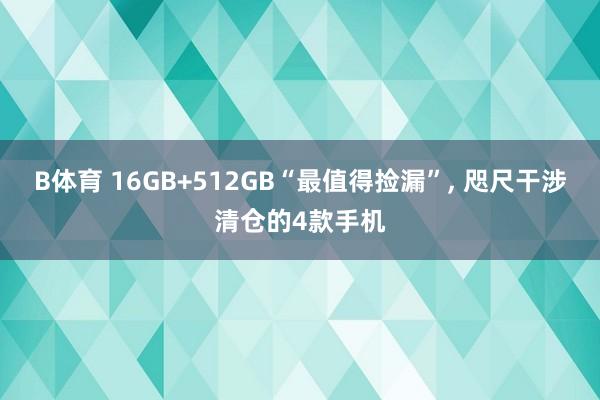B体育 16GB+512GB“最值得捡漏”， 咫尺干涉清仓的4款手机