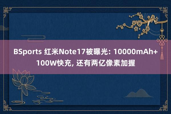 BSports 红米Note17被曝光: 10000mAh+100W快充， 还有两亿像素加握