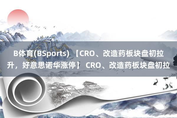 B体育(BSports) 【CRO、改造药板块盘初拉升，好意思诺华涨停】 CRO、改造药板块盘初拉