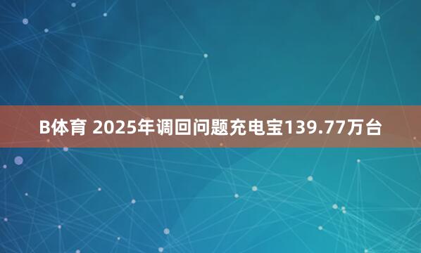 B体育 2025年调回问题充电宝139.77万台