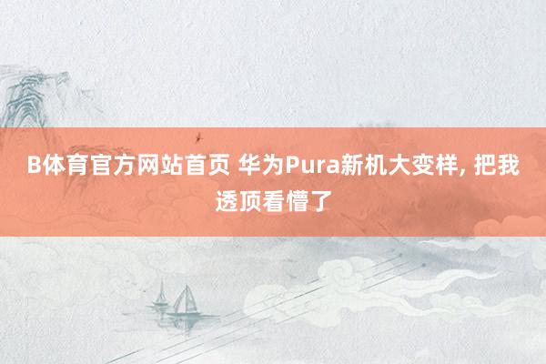 B体育官方网站首页 华为Pura新机大变样， 把我透顶看懵了