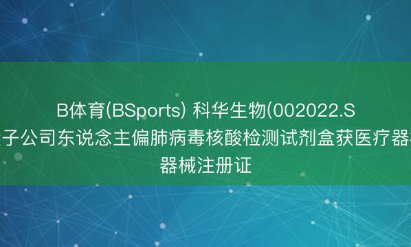 B体育(BSports) 科华生物(002022.SZ):控股子公司东说念主偏肺病毒核酸检测试剂盒获医疗器械注册证