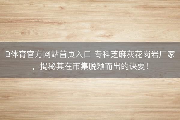 B体育官方网站首页入口 专科芝麻灰花岗岩厂家,揭秘其在市集脱颖而出的诀要!