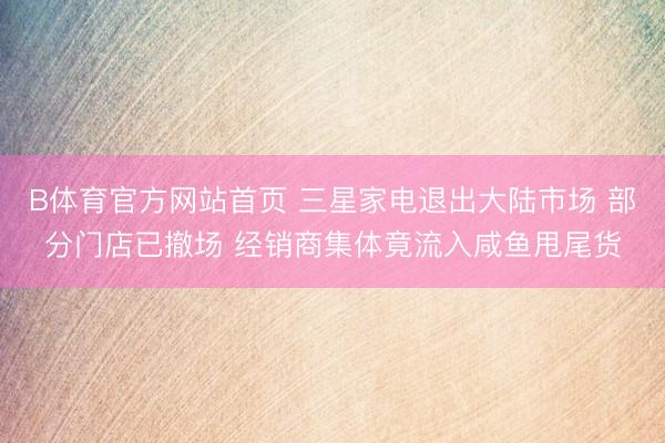 B体育官方网站首页 三星家电退出大陆市场 部分门店已撤场 经销商集体竟流入咸鱼甩尾货