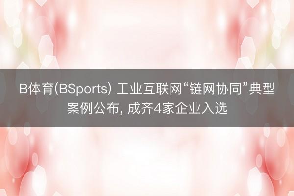 B体育(BSports) 工业互联网“链网协同”典型案例公布， 成齐4家企业入选