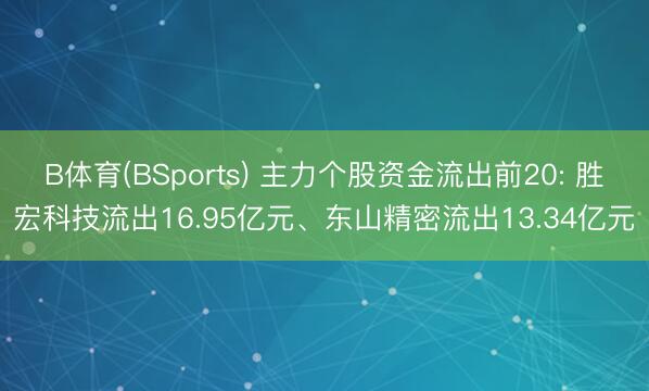 B体育(BSports) 主力个股资金流出前20: 胜宏科技流出16.95亿元、东山精密流出13.34亿元