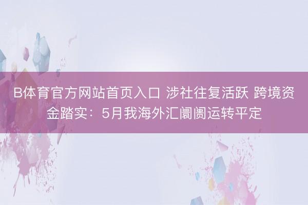 B体育官方网站首页入口 涉社往复活跃 跨境资金踏实：5月我海外汇阛阓运转平定