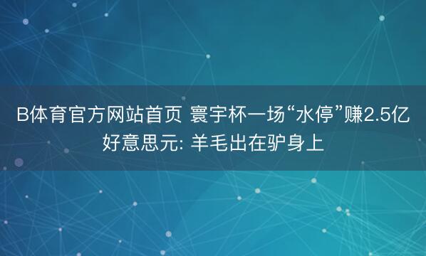 B体育官方网站首页 寰宇杯一场“水停”赚2.5亿好意思元: 羊毛出在驴身上